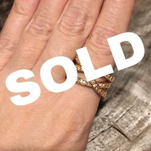 Gold CZ Criss-Cross Ring